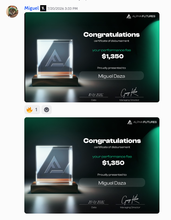 Alpha Futures performance fee certificates
